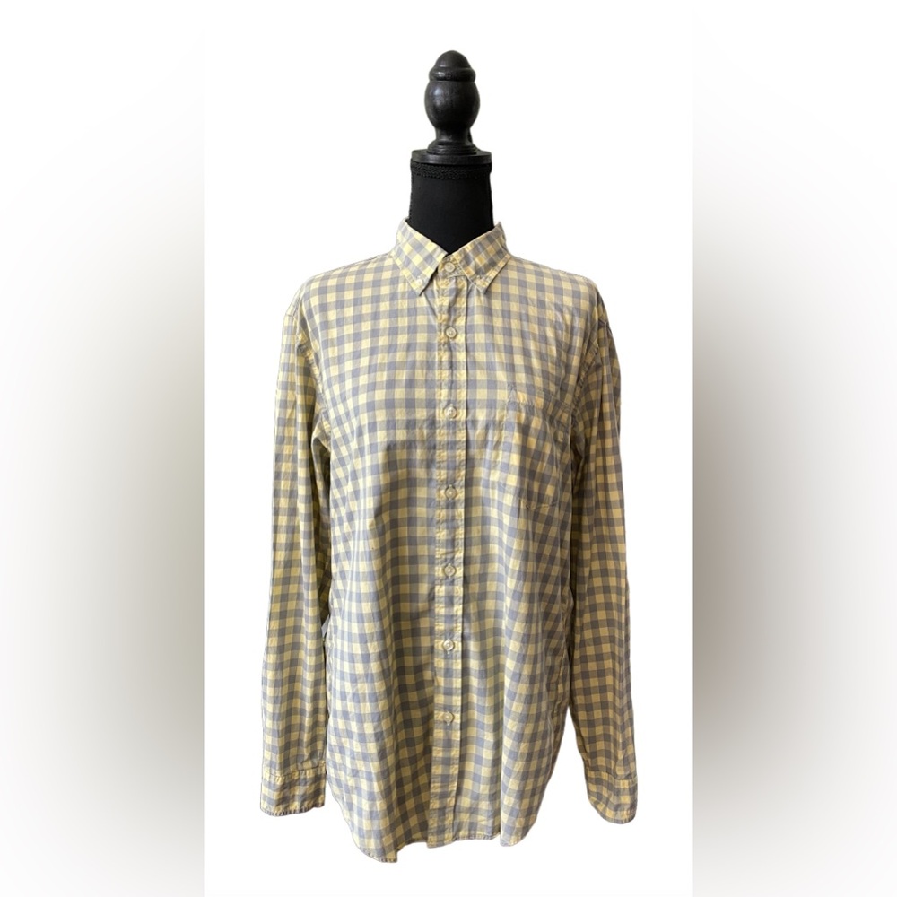 J Crew: Yellow and Gray Button Down Shirt